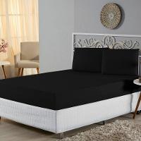 Jogo De Lençol Queen Malha 100% Algodão 3 Peças - Preto - 2