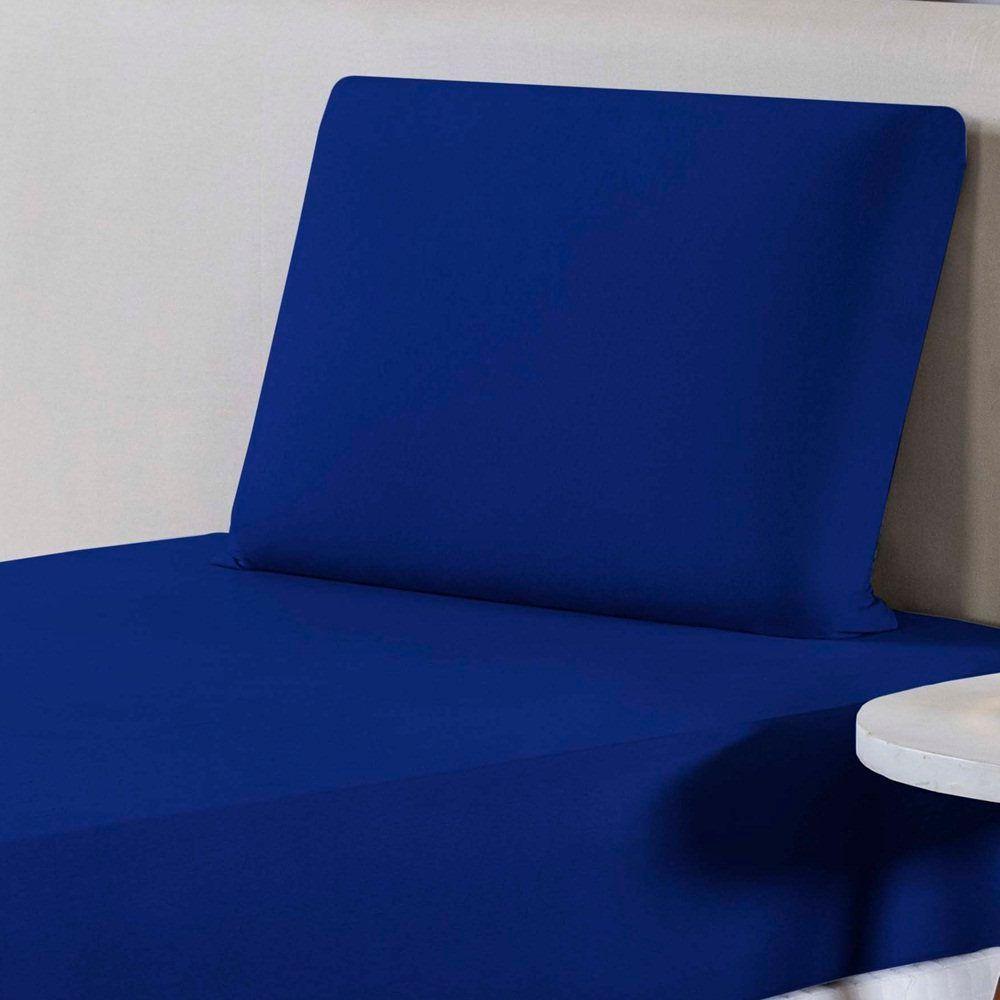 Jogo De Lençol Solteiro Malha 100% Algodão 2 Peças - Azul Royal - 2