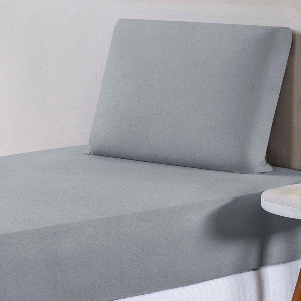 Jogo De Lençol Solteiro Malha 100% Algodão 2 Peças - Cinza - 2