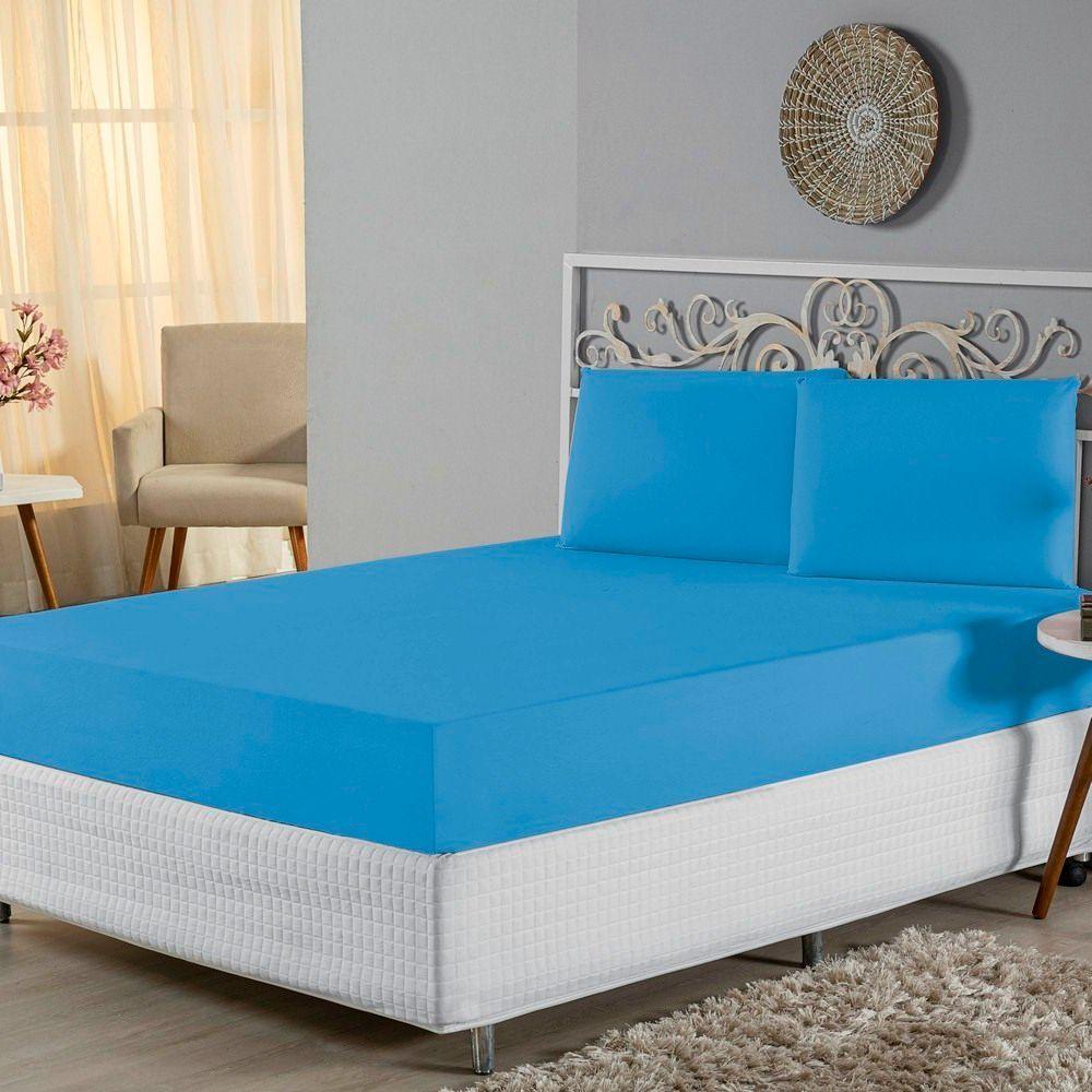 Jogo De Lençol Casal Padrão Malha 100% Algodão 3 Peças - Turquesa - 2