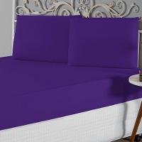 Jogo De Lençol Casal Padrão Malha 100% Algodão 3 Peças - Roxo - 1