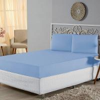 Jogo De Lençol Queen Malha 100% Algodão 3 Peças - Azul Bebe - 2