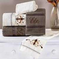 Jogo De Banho Bordado Ponto Russo Algodão 5 Peças - Palha-tabaco - 1