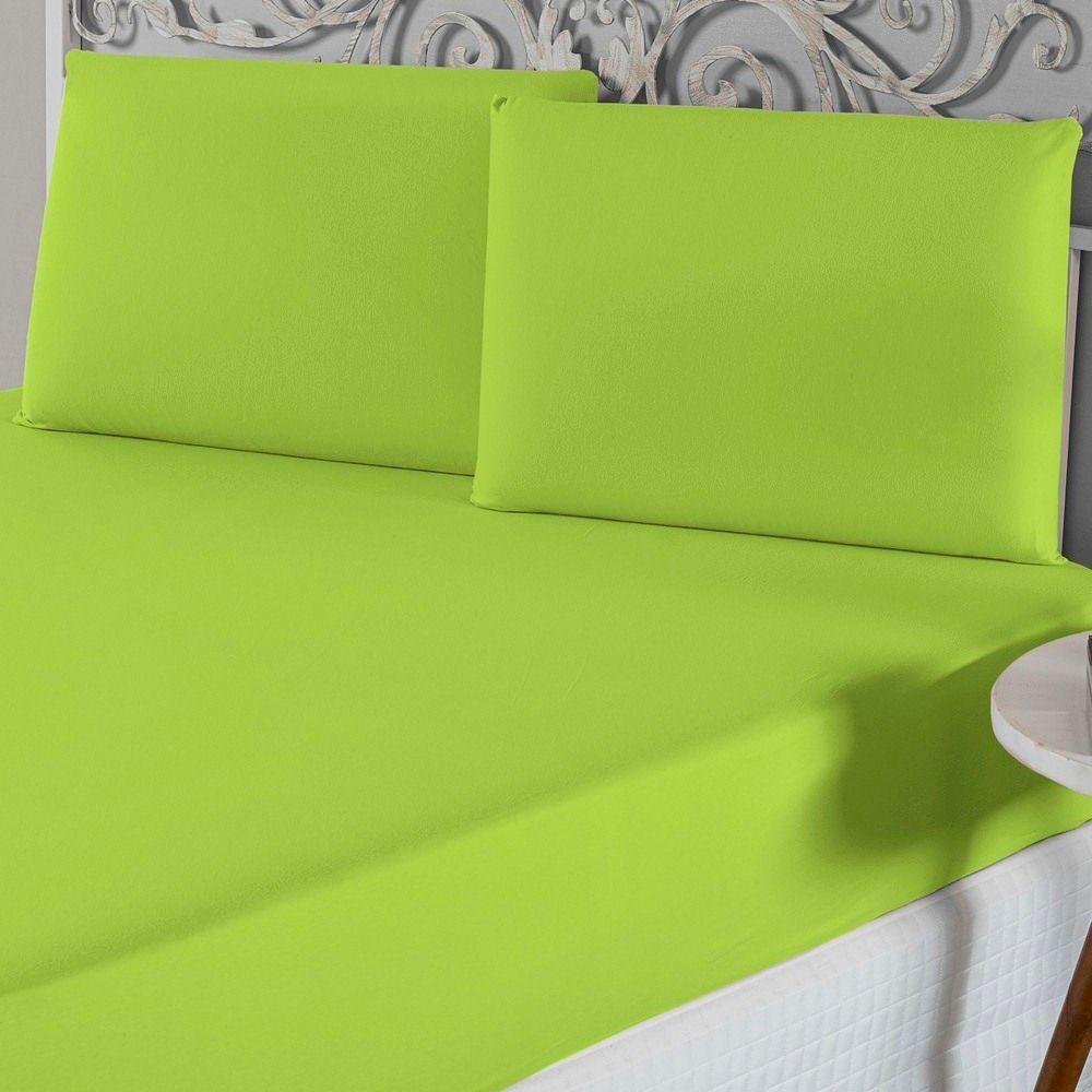 Jogo De Lençol Casal Padrão Malha 100% Algodão 3 Peças - Pistache - 1