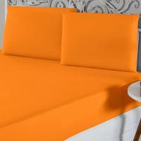 Jogo De Lençol Casal Padrão Malha 100% Algodão 3 Peças - Laranja - 1