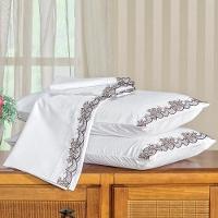 Jogo De Lençol Queen Bordado 100% Algodão 4 Peças Mondrean - Branco - 1