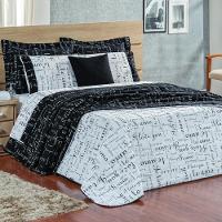 Cobre Leito Queen Te Amo Dupla Face 150 Fios Algodão 3 Peças - Preto-branco - 1