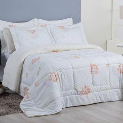 Edredom Solteiro Coberdrom Top Line Estampado Hipercal-sherpa 2 Peças - Garden