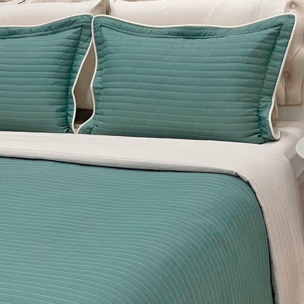 Cobre Leito Queen Dual Micropercal 200 Fios Dupla Face 3 Peças - Esmeralda - 2