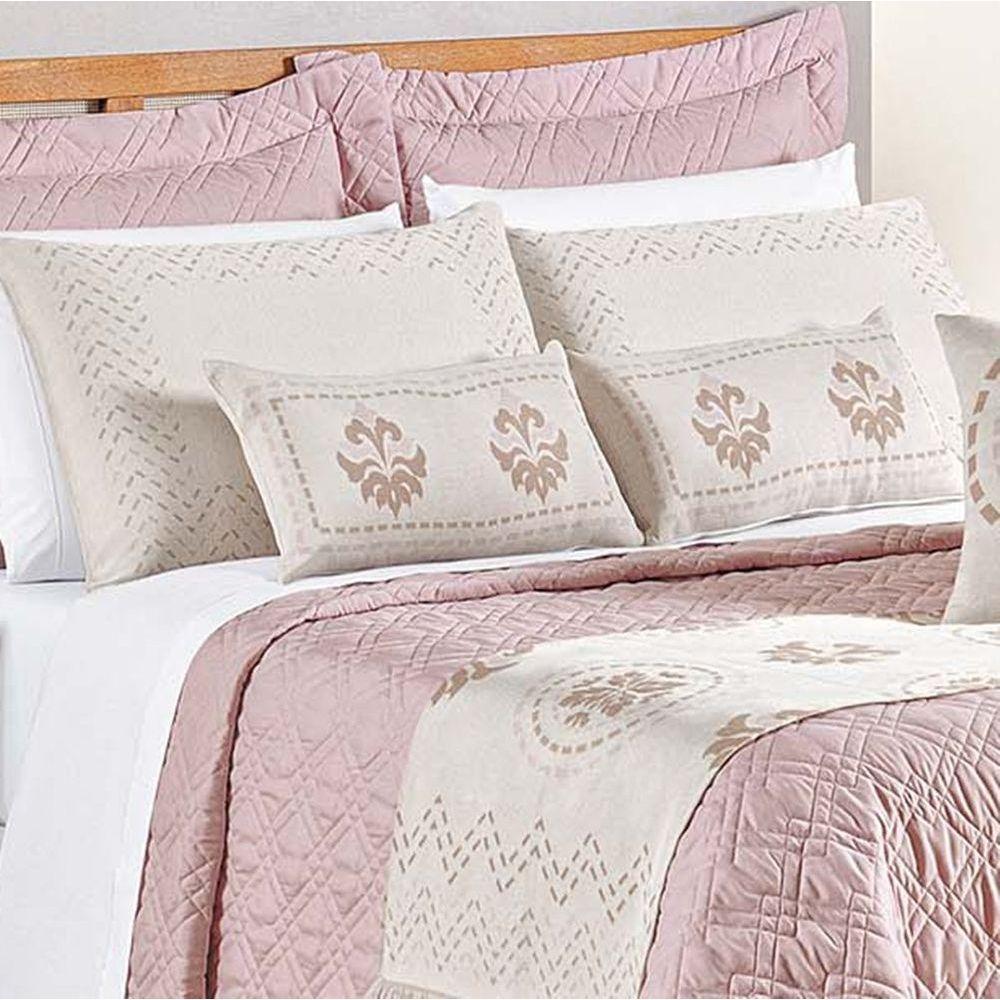 Kit Cobre Leito Queen Turin Com Almofadas E Peseira 180 Fios 10 Peças - Rose - 3