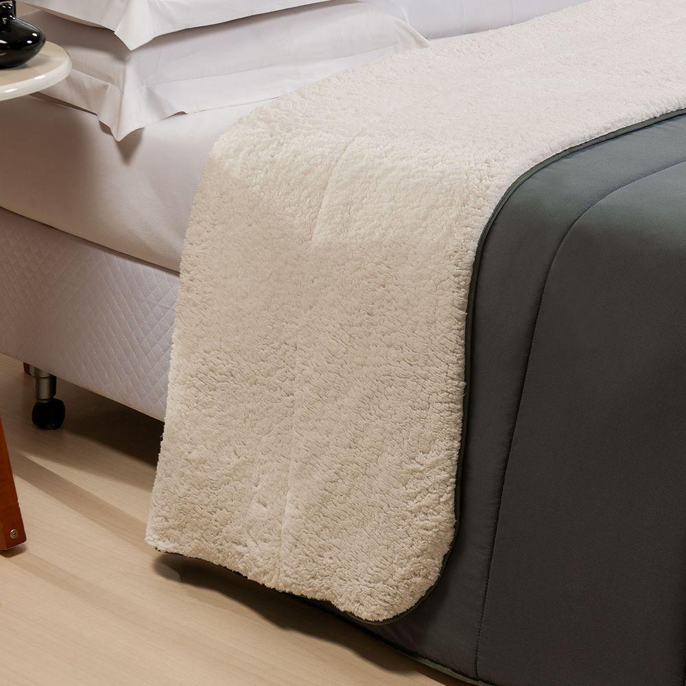 Edredom Queen Coberdrom Flupy Percal-sherpa 1 Peça - Chumbo - 2