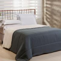 Edredom Queen Coberdrom Flupy Percal-sherpa 1 Peça - Chumbo - 1