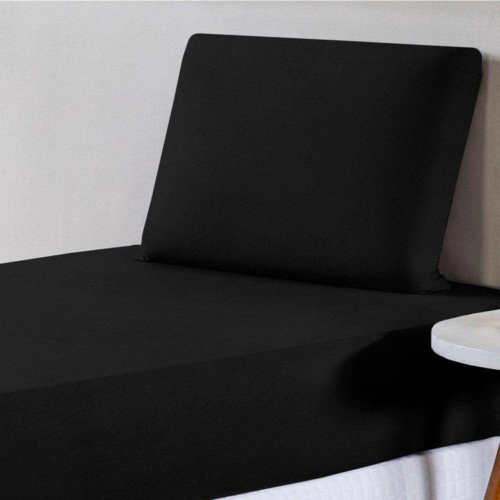 Jogo De Lençol Solteiro Malha 100% Algodão 2 Peças - Preto - 2
