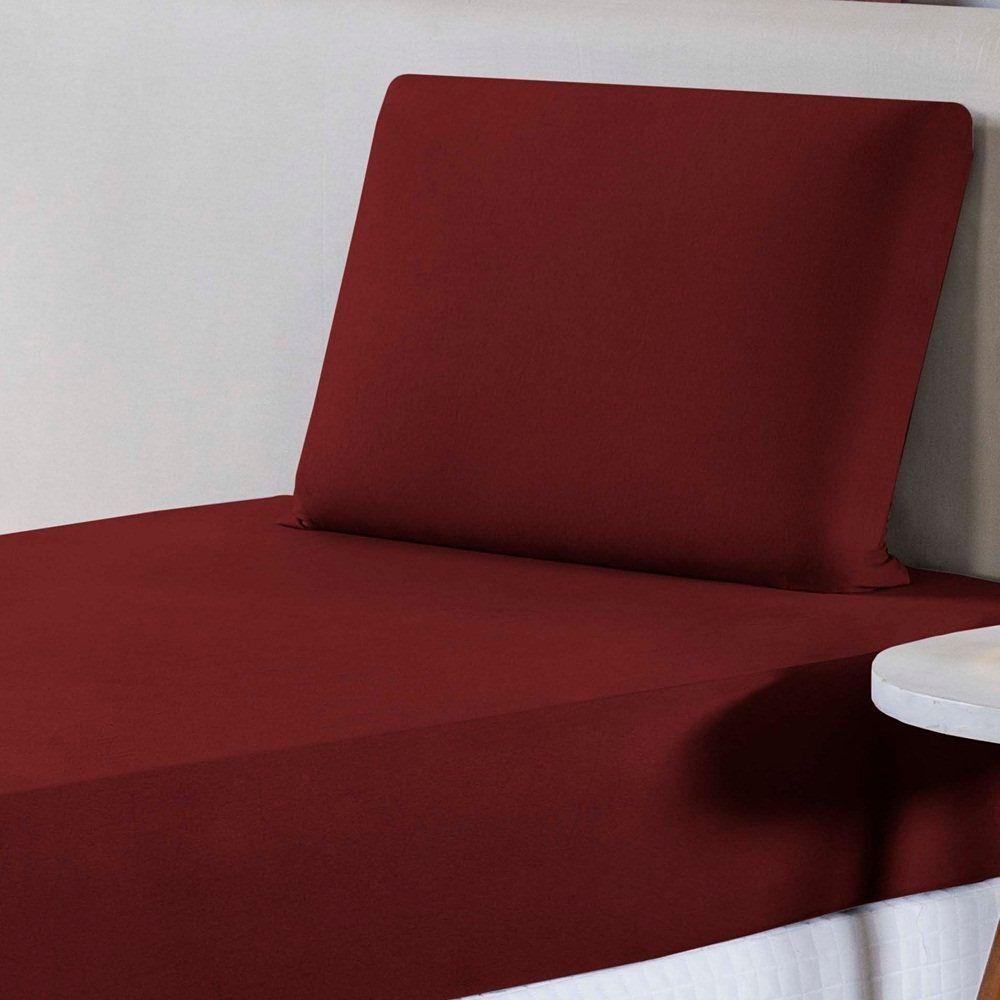 Jogo De Lençol Solteiro Malha 100% Algodão 2 Peças - Vinho - 2