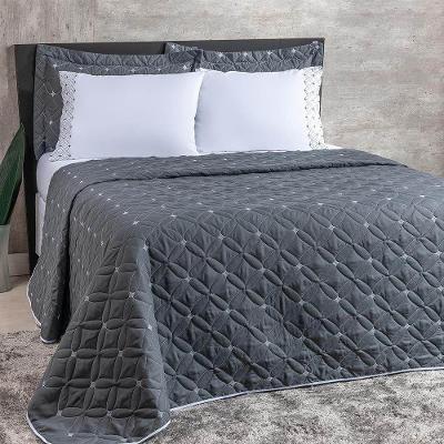 Cobre Leito Queen Ideale 200 Fios Bordado 6 Peças - Grafite