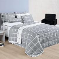 Cobre Leito Casal Dustin Micropercal 200 Fios Dupla Face 3 Peças - Cinza - 1