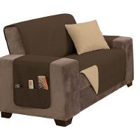Protetor De Sofá Impermeável Avulso Dupla Face Padrão 2 Lugares Microfibra - Tabaco-caqui - 1