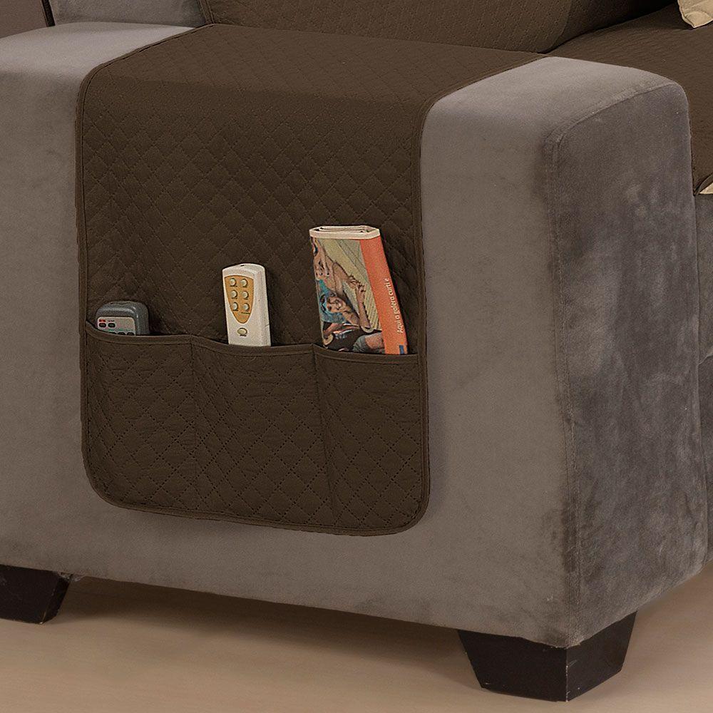 Protetor De Sofá Impermeável Dupla Face 2 Lugares King Microfibra - Tabaco-cáqui - 3