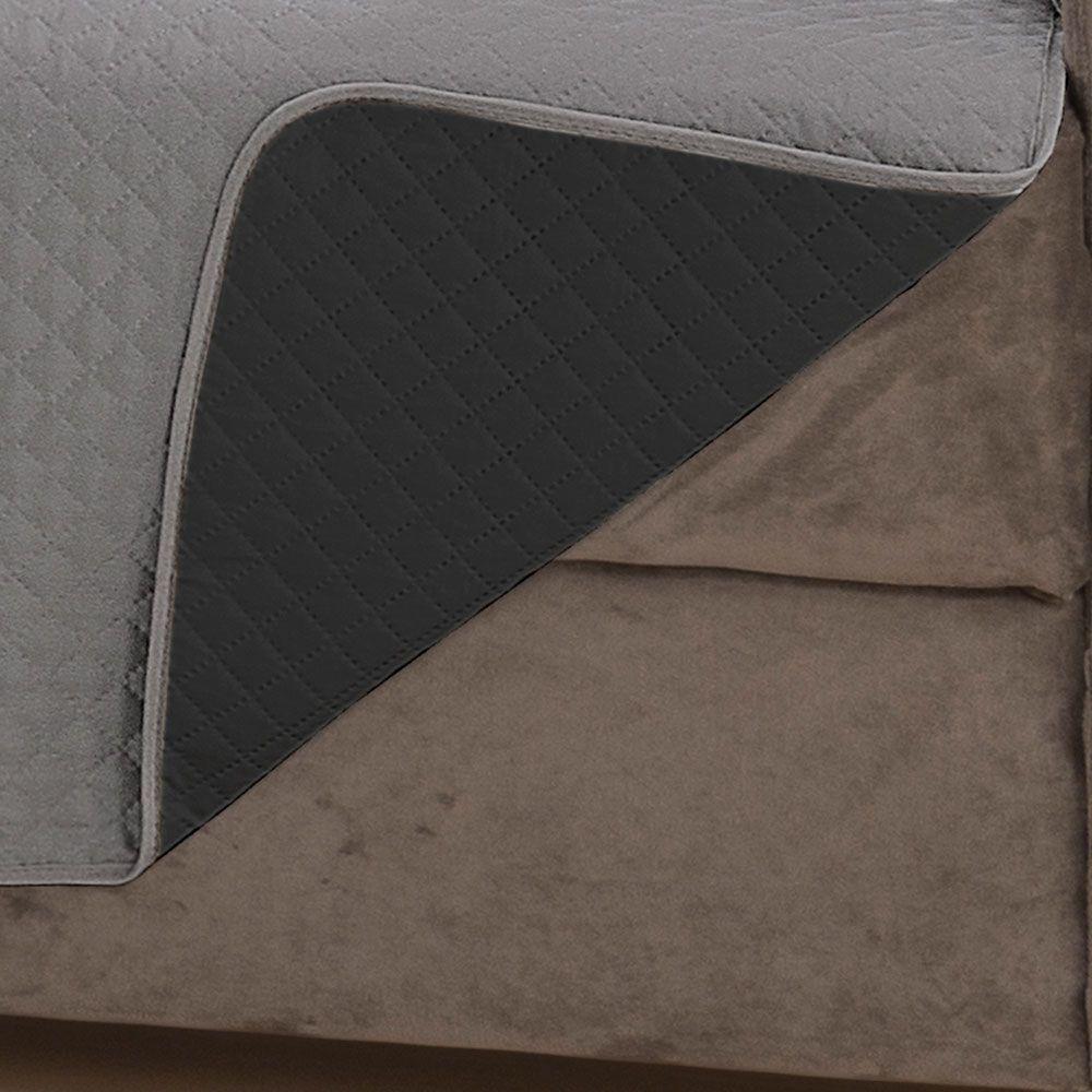 Protetor De Sofá Impermeável Avulso Dupla Face Padrão 2 Lugares Microfibra - Cinza-preto - 3