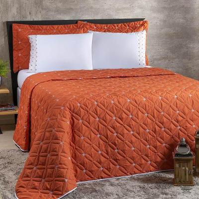Cobre Leito King Ideale 200 Fios Bordado 6 Peças - Terracota