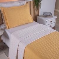 Cobre Leito Solteiro Cristal Percal 200 Fios Bordado 2 Peças - Amarelo - 3
