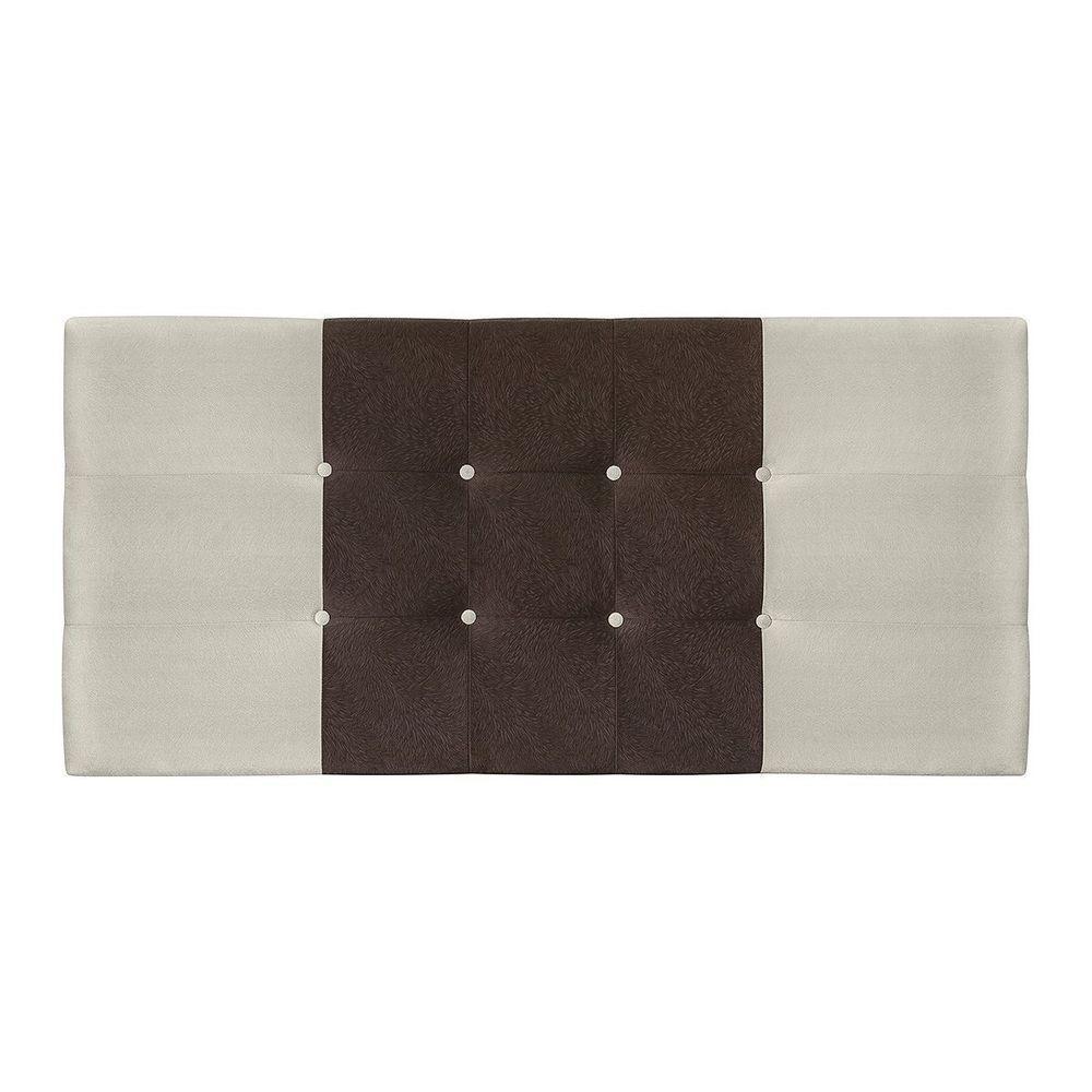 Painel Estofado Mini Cooper 144 Cm Para Cama Box Quarto Casal Suede Bege/marrom - 1