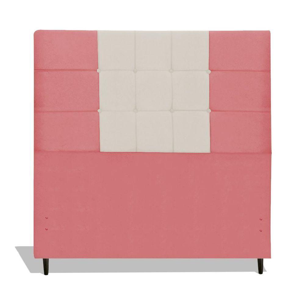 Cabeceira Estofada Box Casal King Size Encosto Para Cama Maveric 195x126 Cm Composê Rosa/bege - 1