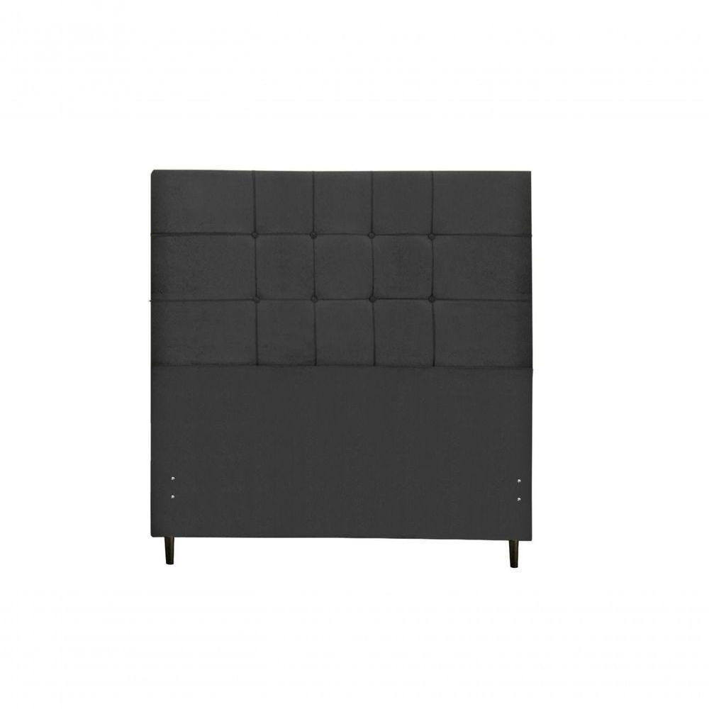 Cabeceira New Maveric Estofada Com Botão De Tecido Para Cama Box Casal King Size 195cm Preto - 1