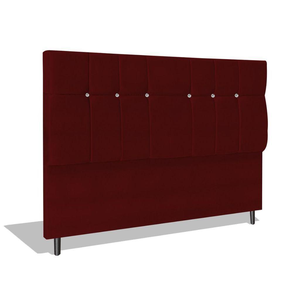 Cabeceira Estofada Box Casal Queen Size Encosto Para Cama Audi X1 164x126 Cm Marsala - 1