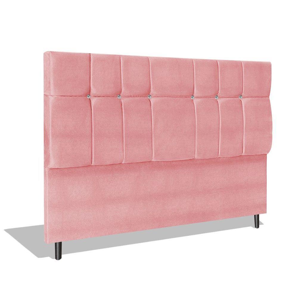 Cabeceira Estofada Box Casal Queen Size Encosto Para Cama Audi X1 164x126 Cm Rosa - 1