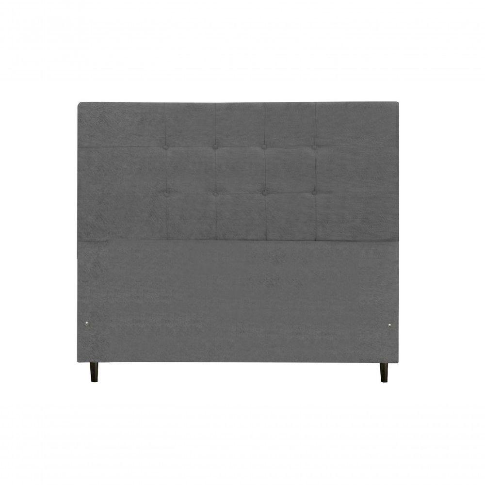 Cabeceira Maveric Estofada Com Botão De Tecido Para Cama Box Solteiro 94cm Chumbo - 1