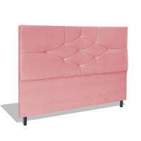 Cabeceira Estofada Box Casal King Size Encosto Para Cama T Cross 195x126 Cm Rosa - 1
