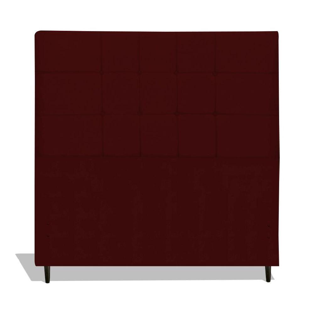 Cabeceira Estofada Box Casal Queen Size Encosto Para Cama Maveric 164x126 Cm Marsala - 1