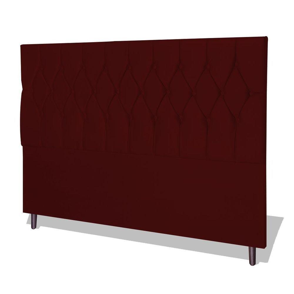 Cabeceira Estofada Box Casal Encosto Para Cama Ram 1500 144x126 Marsala - 1