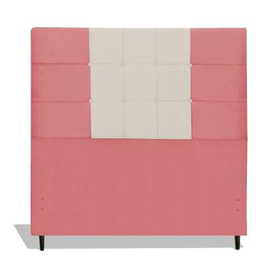 Cabeceira Estofada Box Solteiro Encosto Para Cama Maveric 94x126 Composê Rosa/bege