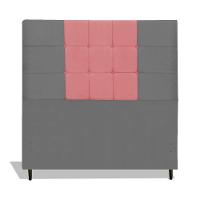 Cabeceira Estofada Box Casal Encosto Para Cama Maveric 144x126 Composê Cinza/rosa - 1