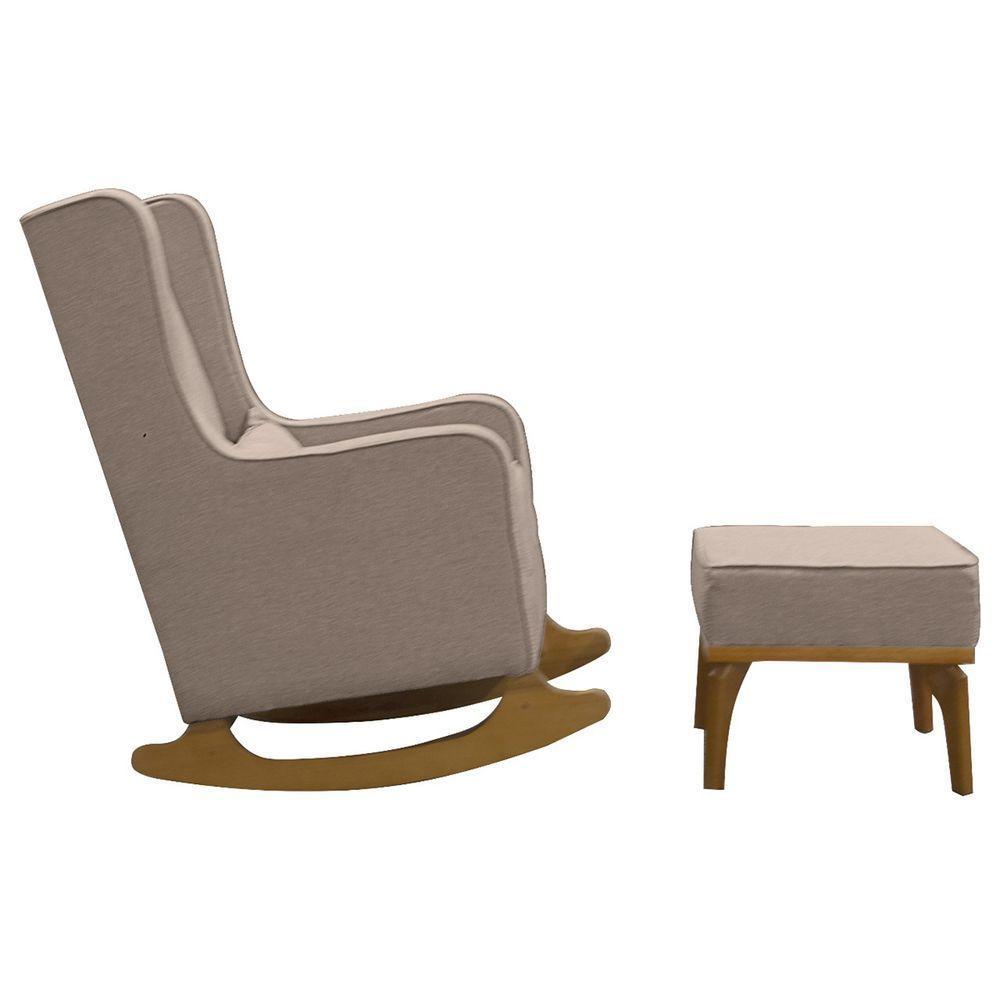 Poltrona De Amamentação Aquila Retro Com Puff Élpis Móveis Veludo Cappuccino - 5