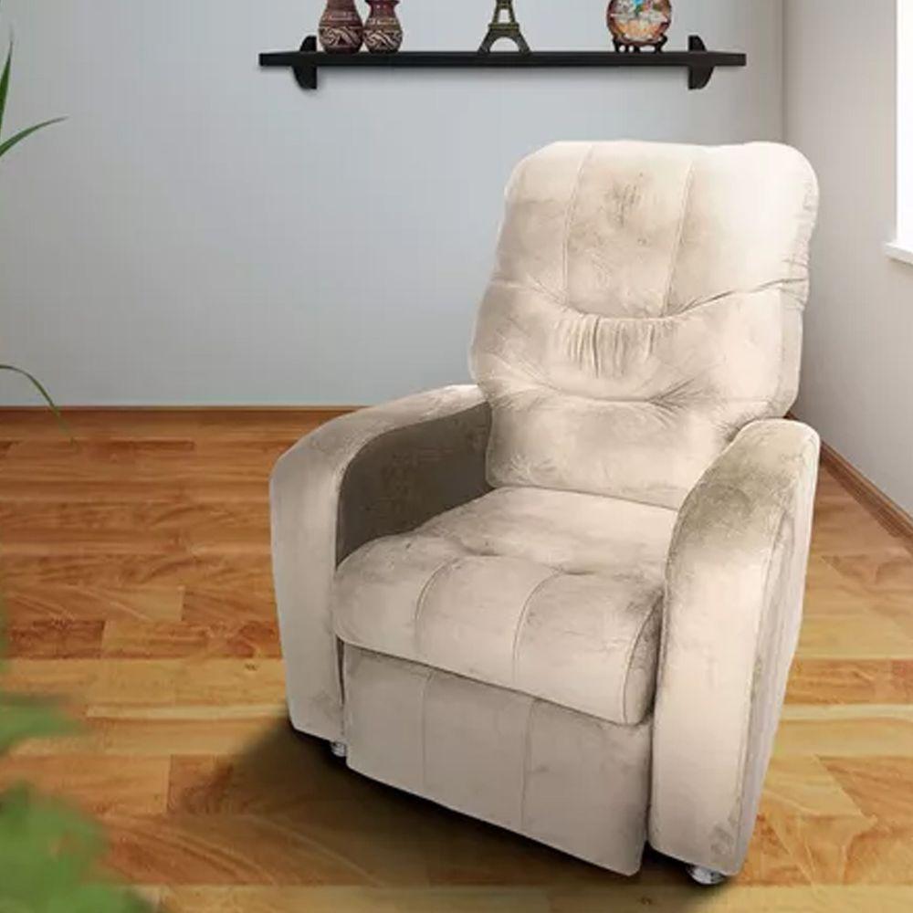 Poltrona Do Papai Reclinável E Retrátil Élpis Móveis Veludo Bege - 2