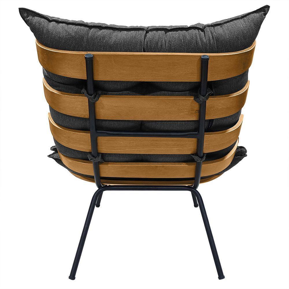 Cadeira Costela Com Puff Para Sala De Estar Élpis Móveis Linho Grafite - 3