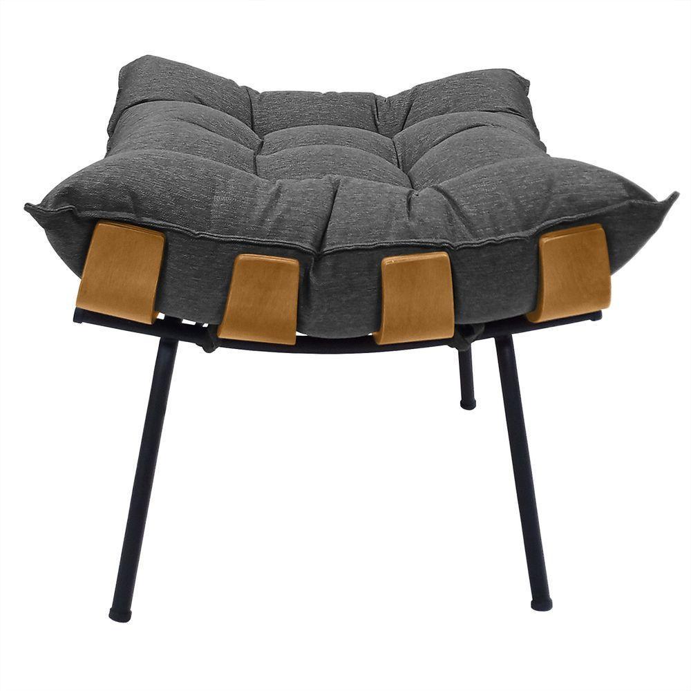 Cadeira Costela Com Puff Para Sala De Estar Élpis Móveis Linho Grafite - 5