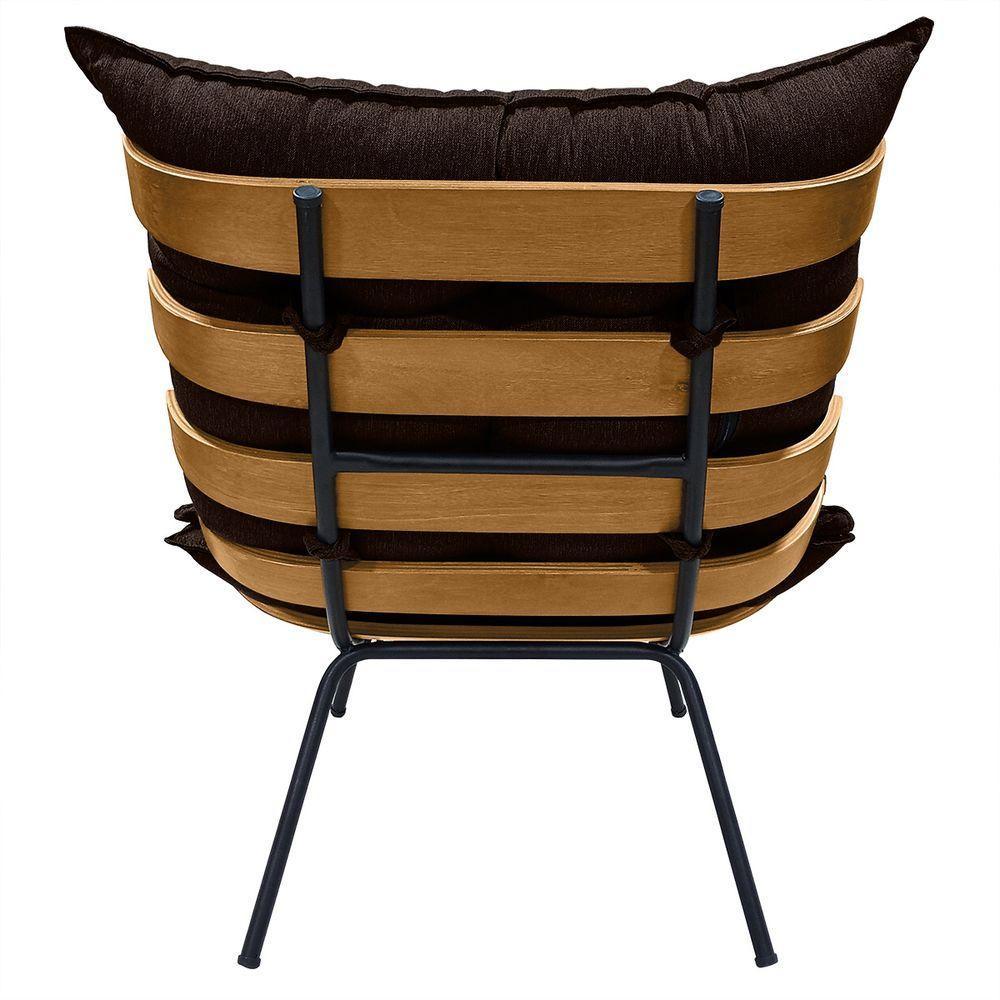 Cadeira Costela Com Puff Para Sala De Estar Élpis Móveis Linho Marrom - 5