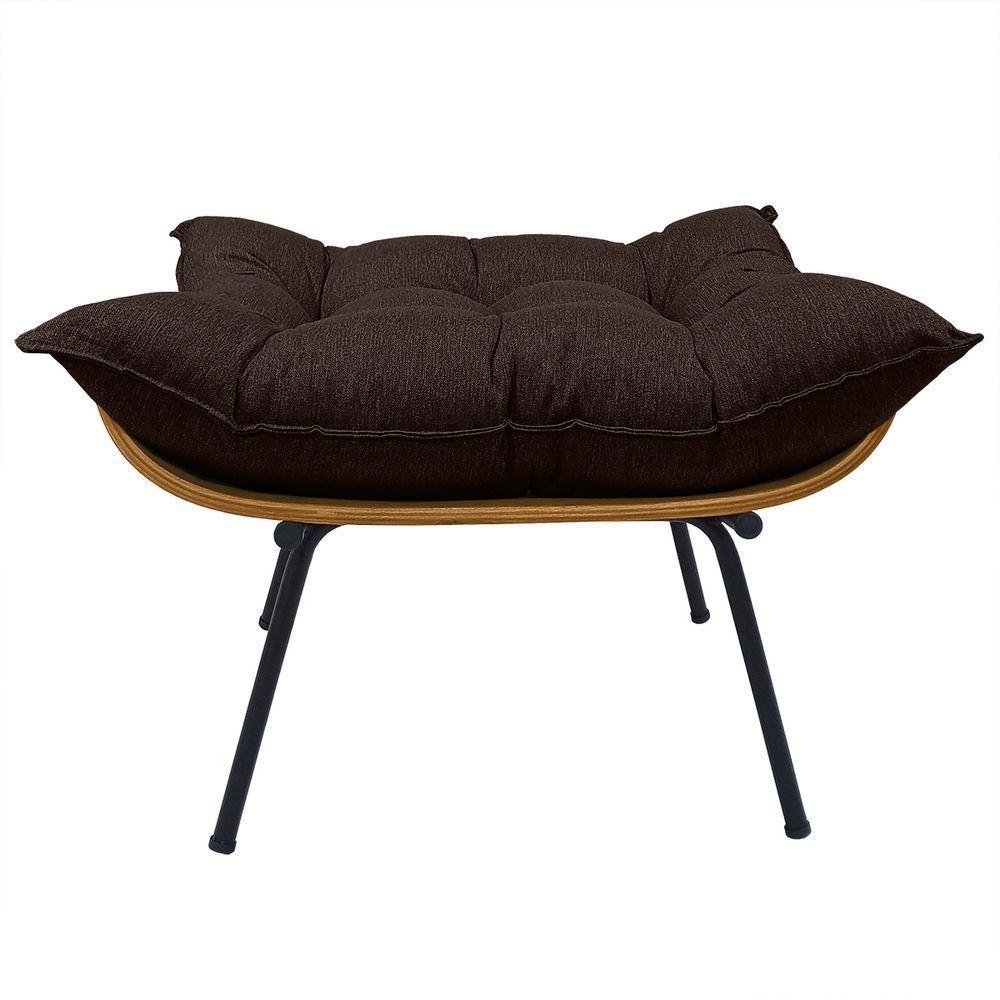 Cadeira Costela Com Puff Para Sala De Estar Élpis Móveis Linho Marrom - 7