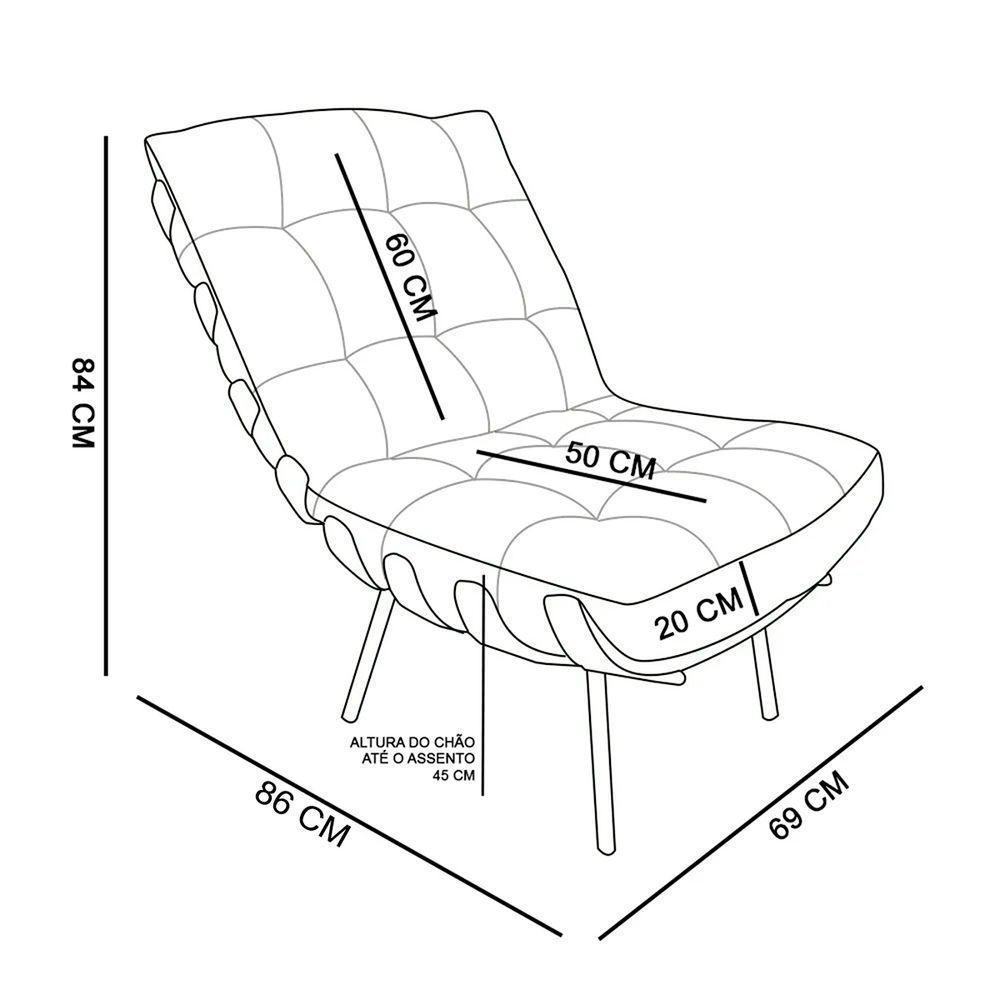 Cadeira Costela Com Puff Para Sala De Estar Élpis Móveis Linho Marrom - 8
