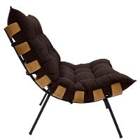 Cadeira Costela Com Puff Para Sala De Estar Élpis Móveis Linho Marrom