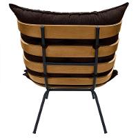 Cadeira Costela Com Puff Para Sala De Estar Élpis Móveis Linho Marrom - 5