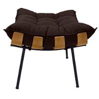 Cadeira Costela Com Puff Para Sala De Estar Élpis Móveis Linho Marrom - 6