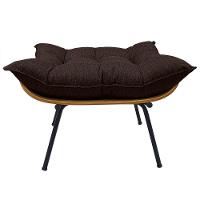 Cadeira Costela Com Puff Para Sala De Estar Élpis Móveis Linho Marrom - 7