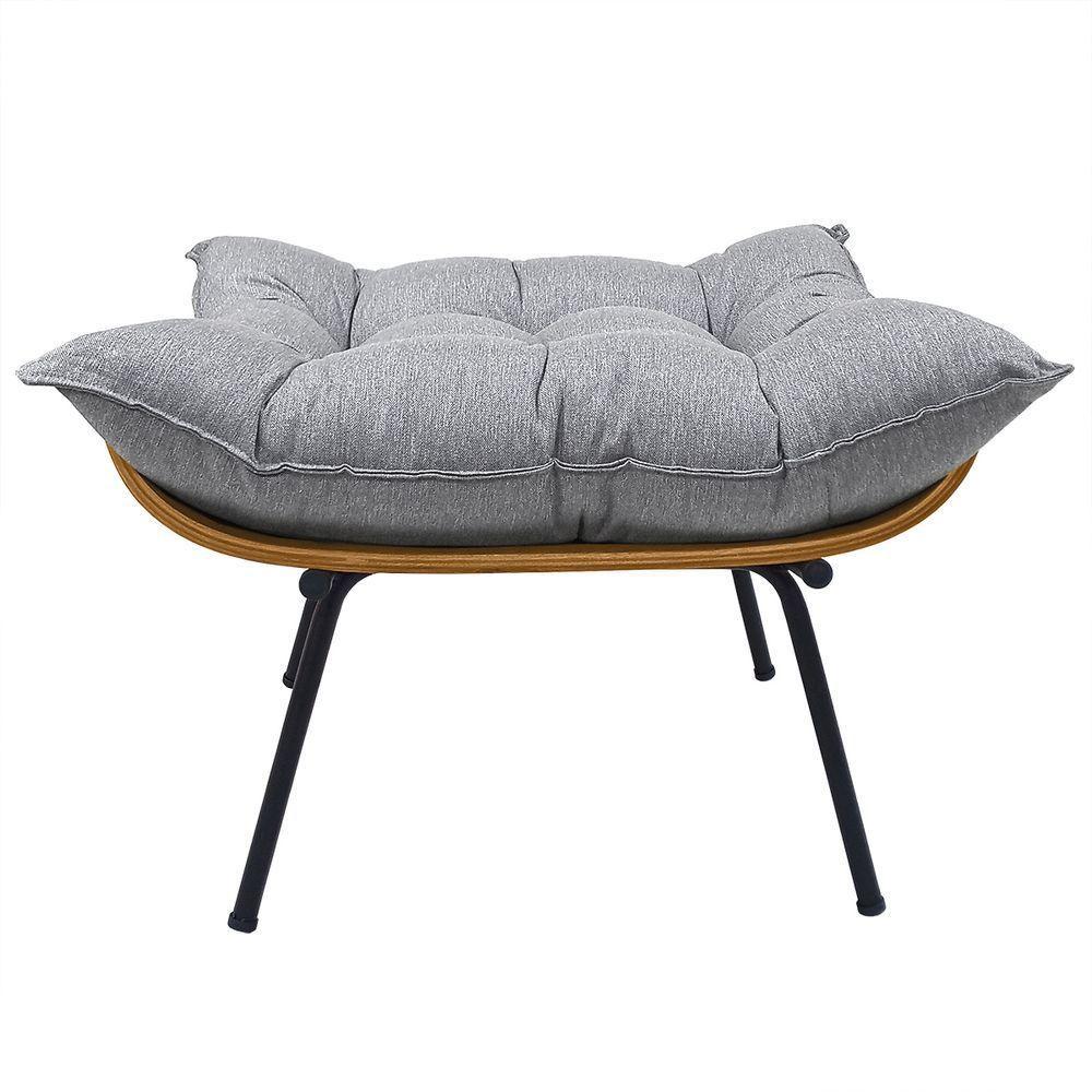 Cadeira Costela Com Puff Para Sala De Estar Élpis Móveis Linho Cinza - 6