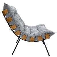 Cadeira Costela Com Puff Para Sala De Estar Élpis Móveis Linho Cinza - 2