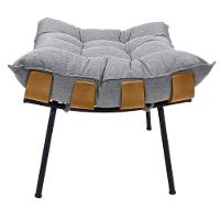 Cadeira Costela Com Puff Para Sala De Estar Élpis Móveis Linho Cinza - 5